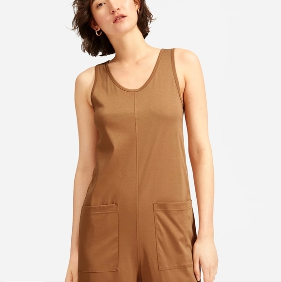 Everlane Luxe Cotton Jumpsuit Wide Leg Crop with Front Pockets Size Small - Picture 5 of 9